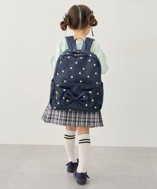 ANY KIDS 【10L容量】総柄刺繍リュック ネイビー