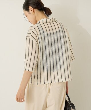 AMERICAN HOLIC メッシュ半袖ブラウス Stripe