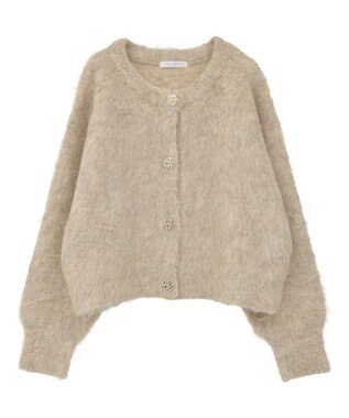 Green Parks 起毛シャギーカーディガン Light Beige