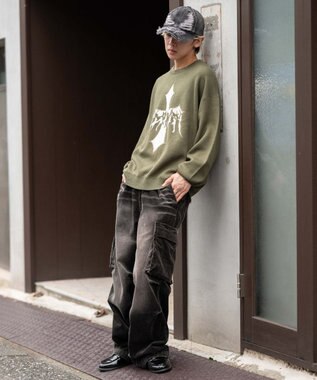 WEGO ダメージジャガードプルオーバー カーキ