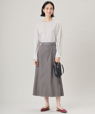 自由区 【SHIHOさん着用・洗える】SOMELOSチュニック ブラウス ブラウンストライプ