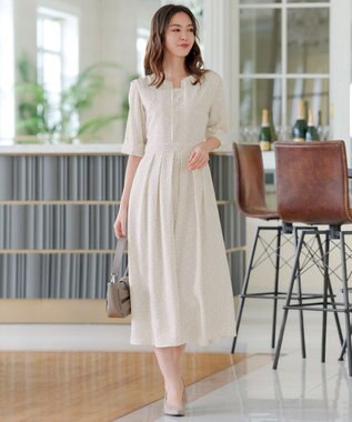 Tiaclasse L 【洗える】変形ドット柄ワンピース アイボリー