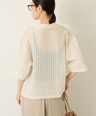 AMERICAN HOLIC メッシュ半袖ブラウス Stripe