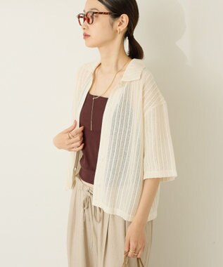 AMERICAN HOLIC メッシュ半袖ブラウス Stripe