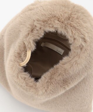 自由区 フェイクファーワンハンドル バッグ ブラウン系