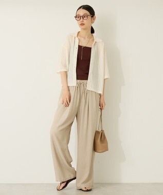 AMERICAN HOLIC メッシュ半袖ブラウス Stripe