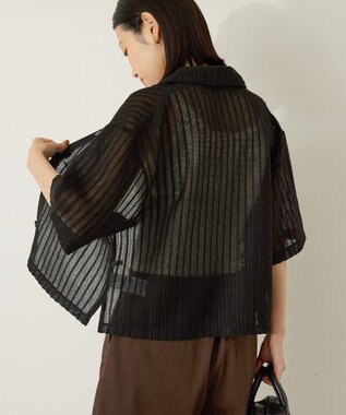 AMERICAN HOLIC メッシュ半袖ブラウス Black