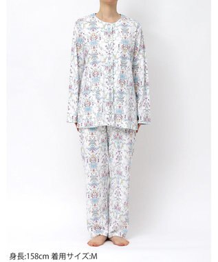 WACOAL パジャマ 長袖 長ズボン 綿100%(本体) ミントン レディース NDX541 /ワコール ホワイト