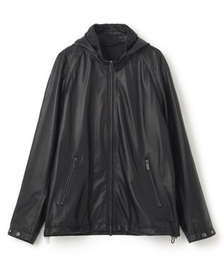 JOSEPH HOMME ライトラムナッパレザー　フードブルゾン ブラック系