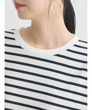 earth music&ecology ラウンドチュニックＴ Border Ivory