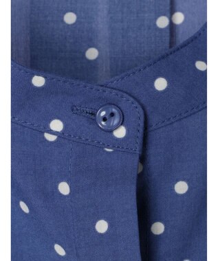 Green Parks ドット柄タックスリーブブラウス Blue