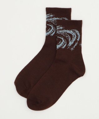 WEGO グラフィックデザインソックス ブラウン