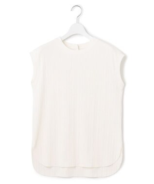 23区 【SLOW/洗える】ランダムリブフライス フレンチスリーブ カットソー ホワイト系