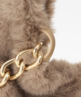 自由区 フェイクファーワンハンドル バッグ ブラウン系