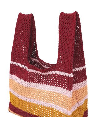 earth music&ecology マルチボーダーニットバッグ Red