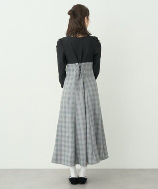 earth music&ecology リブカットソードッキングワンピース Black