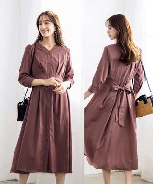  【新色追加・洗える】バックリボン前開きワンピース