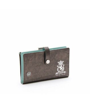 A.D.M.J. 【牛革】メタリックレザー/ガマグチ付ロングウォレット グラファイト