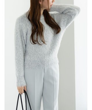 Te chichi シャギーヤーンロングスリーブニット グレー