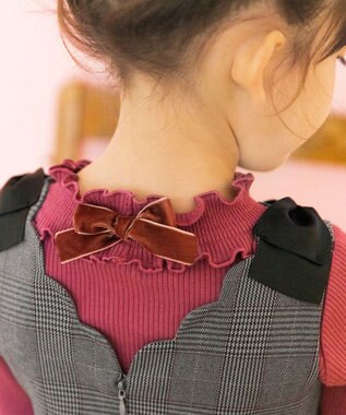 ANY KIDS テレコハイネック長袖Tシャツ ボルドー