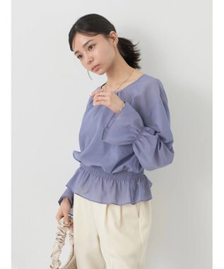 earth music&ecology シャーリングシアーブラウス Blue