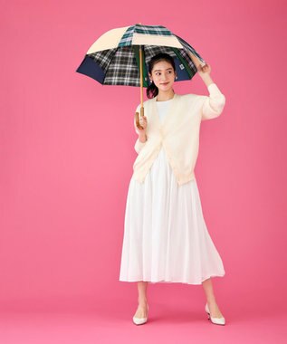 +RING 【UPF50＋】【限定/日本製】晴雨兼用傘（長ショート）GRN-CHK SR429 緑