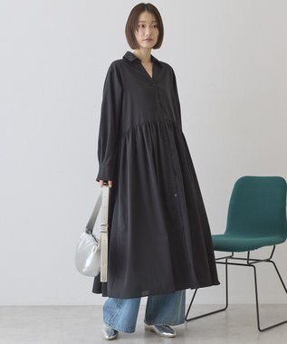 AMERICAN HOLIC 【イージーケア】ギャザーシャツワンピース Black