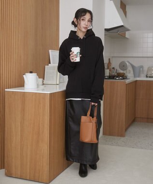 WEGO 【ユニセックス着用ITEM/裏起毛】リラックスフィットスウェットプルパーカー ブラック