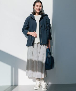 組曲 L 【フード取り外し可】2WAYショート丈ライトアウター ネイビー系