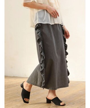 Green Parks ■ＥＳＣＡＲ　デニムサイドラッフルスカート Gray