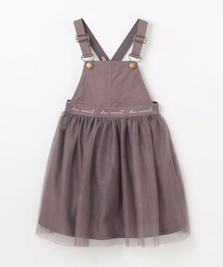 ANY KIDS チュール付き ジャンパースカート チャコール