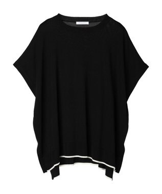 Green Parks 推しニット　裾ラインポンチョ型チュニック Black