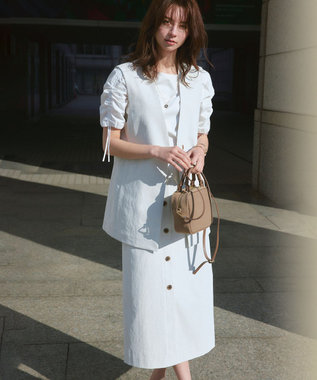 23区 L 【洗える】タックディテールプルオーバー ギャザー カットソー ホワイト系