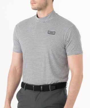 ZERO HALLIBURTON メランジ ボーダー モックネック シャツ ZHG-A4S5 82815 ゴルフウェア ネイビー杢