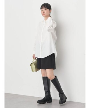 earth music&ecology スタンドフリルシャツ Off White