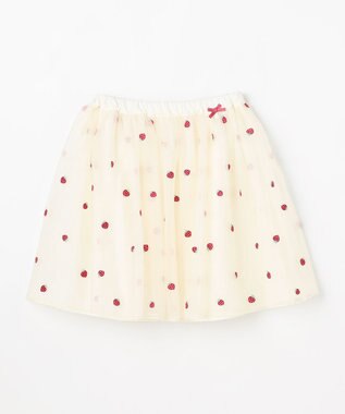 ANY KIDS 【Strawberry Collection】総刺繍 いちごチュールスカート エクリュ