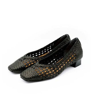 APOM レザーメッシュパンプス30 ブラック