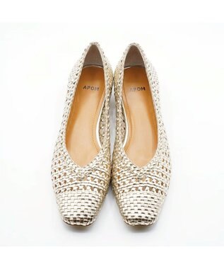 APOM レザーメッシュパンプス30 プラチナ