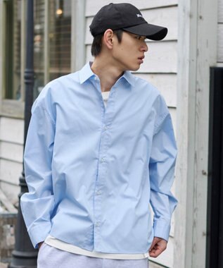 WEGO 【ユニセックス着用ITEM/MLサイズ展開】クロップドブロードシャツ サックス