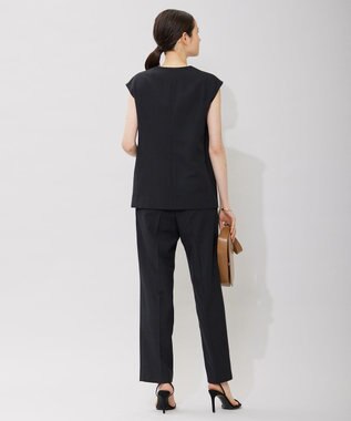 ICB L 【接触冷感・速乾・洗える】T.R.Liプレーンウィーブ ストレートパンツ ブラック系