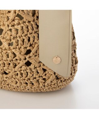 UNBILLION cachecache 下がりグログラン柄編みワンハンドルクロッシェトート ライトグレー