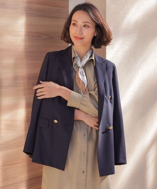 J.PRESS LADIES L ANASTASIAトロ ダブル ジャケット ネイビー系