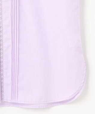 J.PRESS LADIES 【洗える】シャンブレー バンドカラー ピンタック ブラウス ラベンダー系