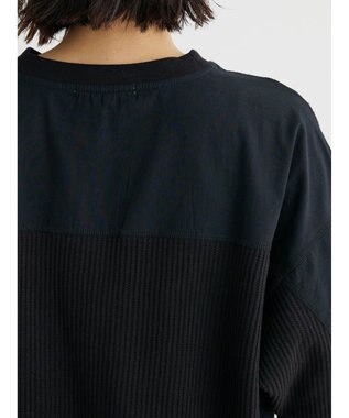 Green Parks ワッフル布帛ドッキングプルオーバー Black