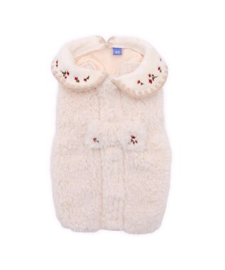 PET PARADISE ペットパラダイス お花刺繍 ボアベスト  中型犬 大型犬 ホワイト