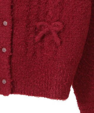 earth music&ecology リボンクルーネックカーディガン Red