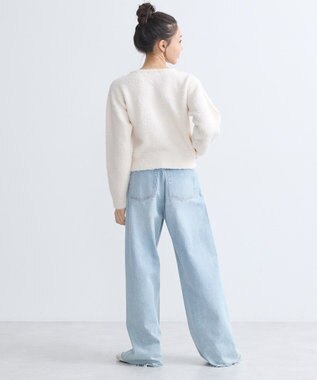 earth music&ecology リボンクルーネックカーディガン Ivory