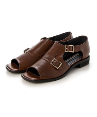 ing <ing>ダブルモンクサイドオープンシューズ ブラウン