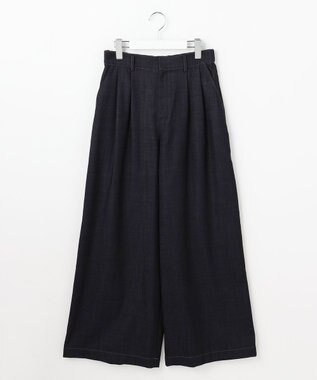 自由区 デニムライクツイルワイド パンツ ダークインディゴ