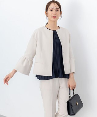 組曲 S 【KUMIKYOKU NAVY】コンフォータブルドレープ フレアスリーブジャケット サンドベージュ系